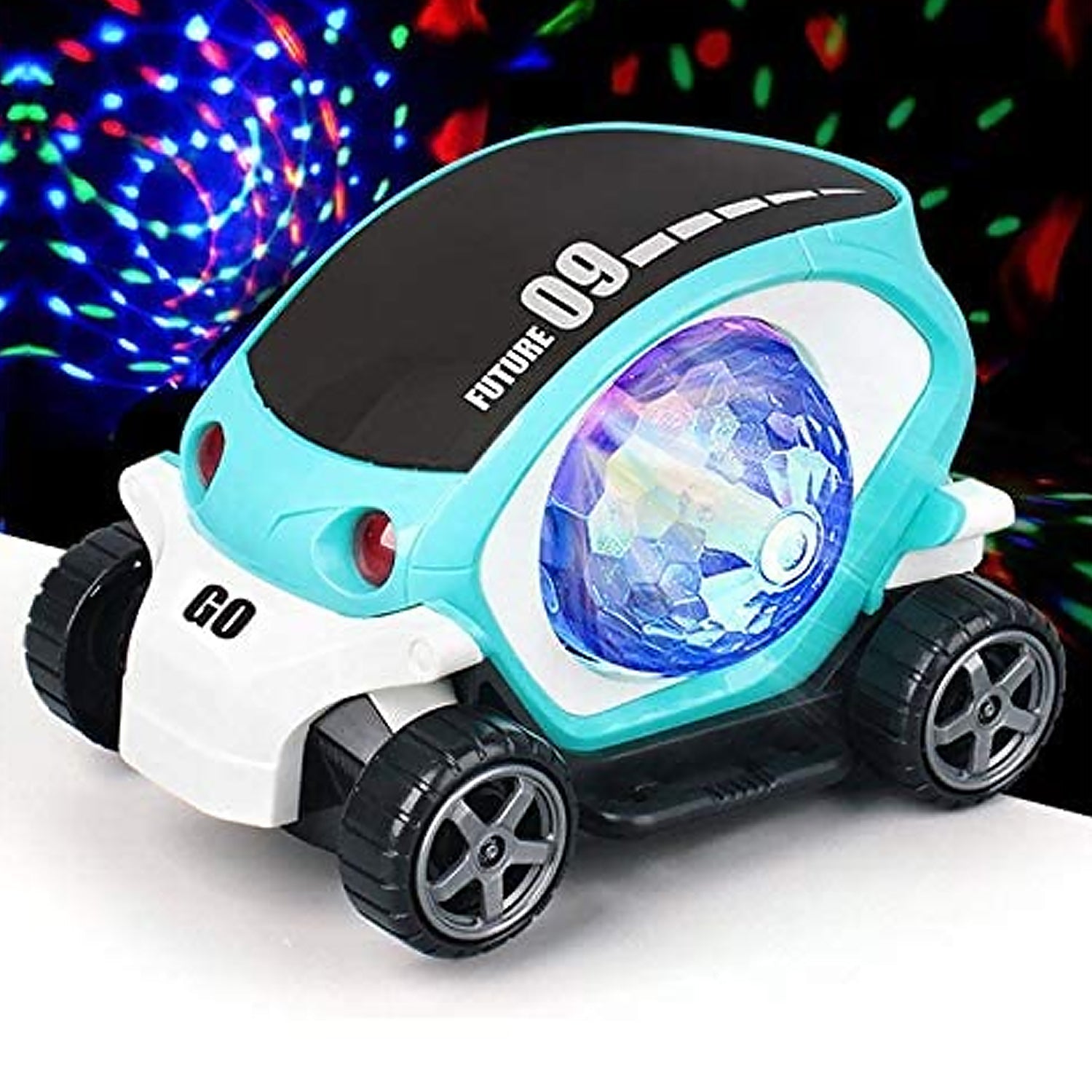 360° Rotating Stunt Car Toy – Bump & Go with 4D Lights, Music & Disco Ball (1 Pc, Battery Not Included) 360° Rotating Stunt Car Toy – Bump & Go with 4D Lights, Music & Disco Ball (1 Pc, Battery Not Included)